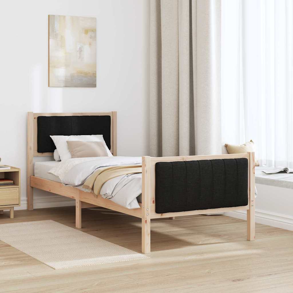 Bed frame Brown and black 80 x 200 cm Solid pine wood